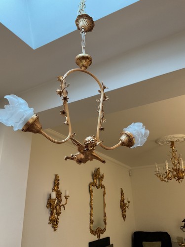 Lampadario cherubino alato - lampadario,