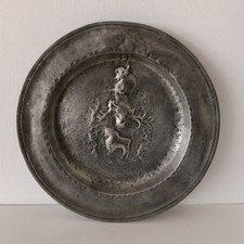 Grande antico piatto peltro - antico, in
