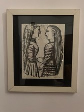 Litografia firmata numerata MASSIMO CAMPIGLI 1952 "Due donne di profilo"