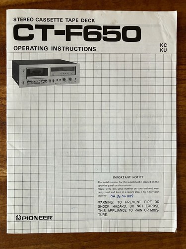 Pioneer f650 stereo - pioneer, ct-f650
