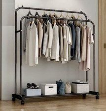 Stender Stand Appendiabiti Attaccapanni Barra Doppia Metallo Nero con ruote