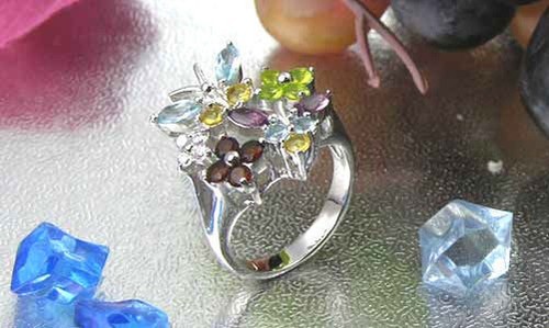 Anello fiori cristallo e - "fiori,