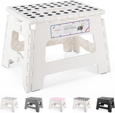 Sgabello Pieghevol 22CM Bianca Pieghevole in Plastica Antiscivolo per Bambini Cu