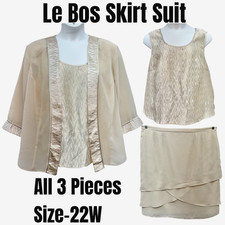 LE BOS Size 22W 3pc Skirt Suit