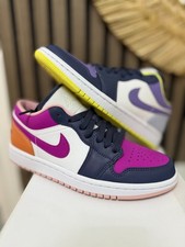 Nike Air Jordan 1 basse viola magenta non corrispondenti UK4,5 US7 EUR38 blu tuono