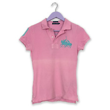Polo Ralph Lauren rosa con logo azzurro ricamato manica corta - Taglia S uomo