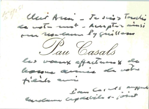 Carte autographe paul casals - carte,
