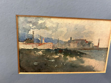 PAESAGGIO LIVORNESE DELIZIOSO DIPINTO AD ACQUARELLI META' SECOLO SCORSO