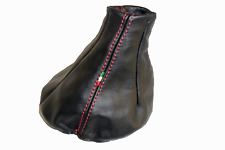 Per FIAT PANDA 2003- 2012 CUFFIA LEVA CAMBIO IN VERA PELLE NERA CUCITURE ROSSE