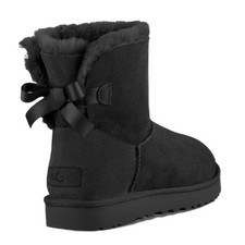UGG MINI BAILEY BOW II BLACK FIOCCO FISSO MONTONE CAMOSCIO 1016501  ORIGINALI