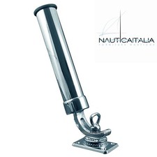 PORTACANNA BARCA BASE PIANA OTTONE CROMATO ORIENTABILE  - PESCA TRAINA