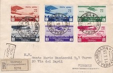 1933 LIBIA, posta aerea n. 8/13 - 7. Fiera di Tripoli, serie su lettera di viaggio