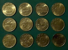 LOTTO 12 MONETE DA 200 LIRE - ANNI CONSECUTIVI 1988-1999 - FDC DA ROTOLINO