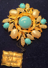 NUOVO VECCHIO STOCK ORO KJL KENNETH JAY Lane LAGUNA Faix spilla TURCHESE