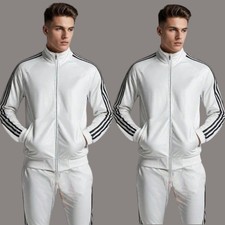 Tuta da ginnastica uomo vera pelle di agnello bianca in vera pelle felpa jogging