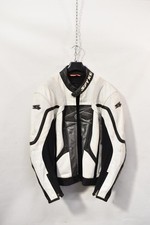 Giacca Moto Uomo Spyke Rc-pro In Vera Pelle Nera E Bianca Tg 54