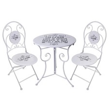 MA MAISON TAVOLO BISTROT CON SCRITTA + 2 SEDIE BIANCO