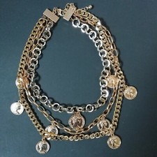 Collana girocollo oro tre catene con pendagli a moneta ZARA monetine catena