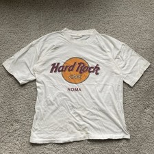T-shirt vintage anni 80 Hard Rock Cafe uomo media bianca Roma made in USA punto singolo