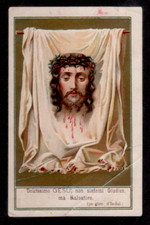 A4 ANTICO  SANTINO Holy Card  VOLTO SANTO DI GESU' CROMO