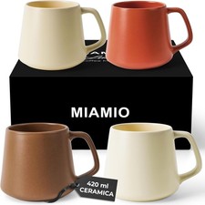 MIAMIO - Set di Tazze da Caffè (Set di 4) / Grandi Tazze in Ceramica (420 ml) -