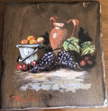 olio su tavola spessa 21x21 frutta Bocchetti Gaetano firmato
