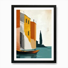 Tramonti sardi: residenza costiera con cornice poster arte da parete quadro stampa su tela