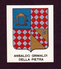 Ca. 1880 Ansaldo Grimaldi Pietra Wappen Adel Stemma Araldico Litografia