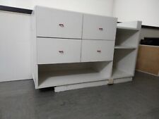 bancone negozio usato, bianco, 4 cassetti,  2 vani aperti più spazio per cassa. 