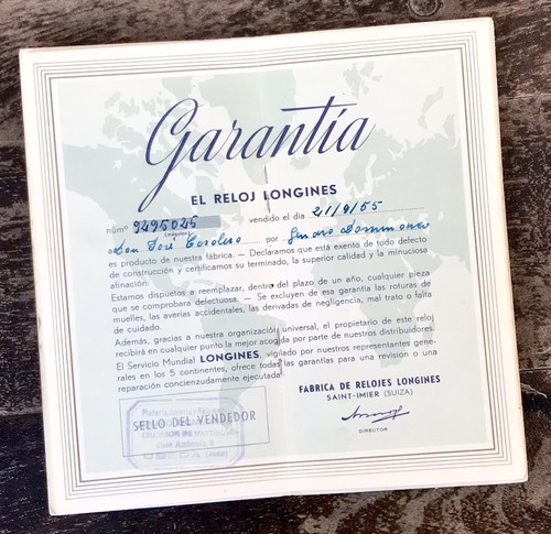 Longines 1955 guarantee - 1955,