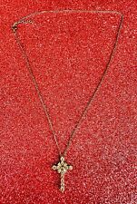 Stupenda Collana con ciondolo a croce In Argento 925 Rodiato e zirconi.