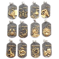 Collana Ciondolo Oroscopo Costellazione 12 Segni Zodiacali Tono Oro Argento Gioielli
