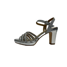 CINZIA SOFT SCARPE DONNA SANDALI CON TACCO LARGO E PLATEAU CN2021 SILVER