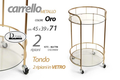 Carrello metallo oro tondo - carrello, 2