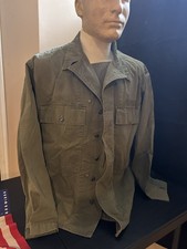 WWII US Army HBT Herringbone Twill Combat Utility Jacket/Shirt 40R con nome (STEW)