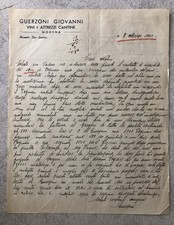 GUERZONI GIOVANNI VINI e ATTREZZI CANTINE MODENA documento datato 1940 autografo
