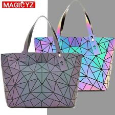 Borsa con manici geometrica Olografica Luminosa Ecopelle effetto riflettente 
