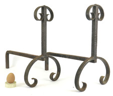 2 ALARI DA CAMINO IN FERRO BATTUTO ANTICHI COPPIA ALARI DA CAMINETTO SF