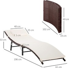 Outsunny Sdraio Lettino da Giardino Ergonomica con Cuscino Rimovibile Pieghevole