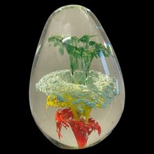 Fermacarte Uovo Fiori in vetro sommerso di Murano Vintage