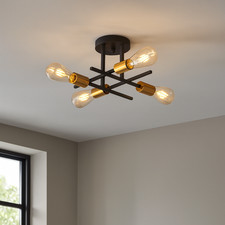 Lampada Soffitto Sputnik Ottone Nero 4 o 6 Luci E27 Ø33/52cm | Stile Moderno