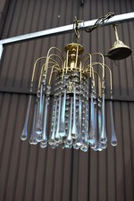 Lampadario lampadario Hollywood regency anni 70 goccia di murano vetro iridescente