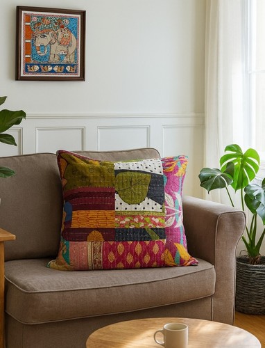 Kantha copricuscino grande - copricuscino,