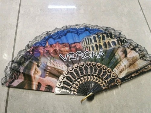 Ventaglio stoffa pizzo - 1,