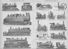 Locomotive Locomotiva a Vapore Treno Locomotiva Incisioni su Legno Del 1900