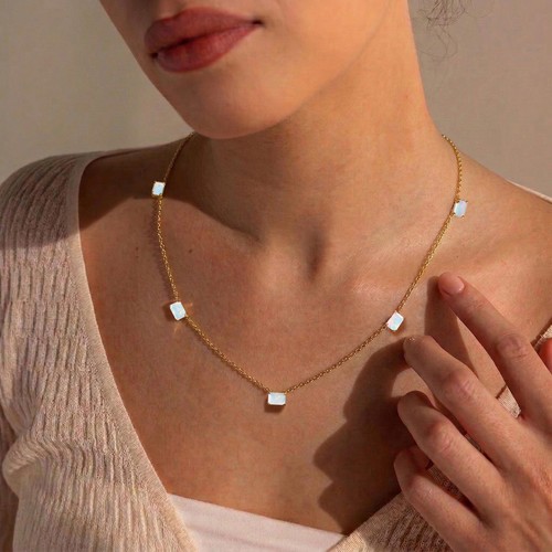 Collana opale bianco naturale - bianco,