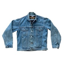 Giacca USA Harley Davidson Motorcycles uomo piccola blu denim aquila vintage anni 90