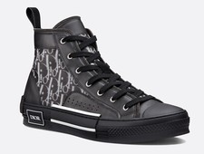 SNEAKER ALTA B23 TG 43.5 TELA DIOR OBLIQUE BIANCA NERA E PELLE DI VITELLO NERA