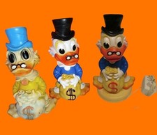 Tre Pupazzi gomma Zio Paperone Sacco Dollari Ledraplastic Biserka Lampada Ledra