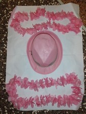 Cappello rosa + 2 corone fiori finti - colore rosa - abbinamento congiunto -